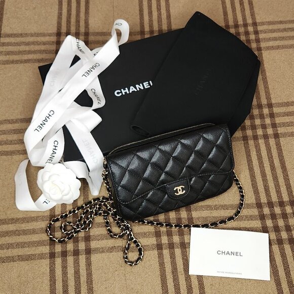 CHANEL Handbags - Chanel Black Wallet on Chain Leather Crossbody Bag, Authentic